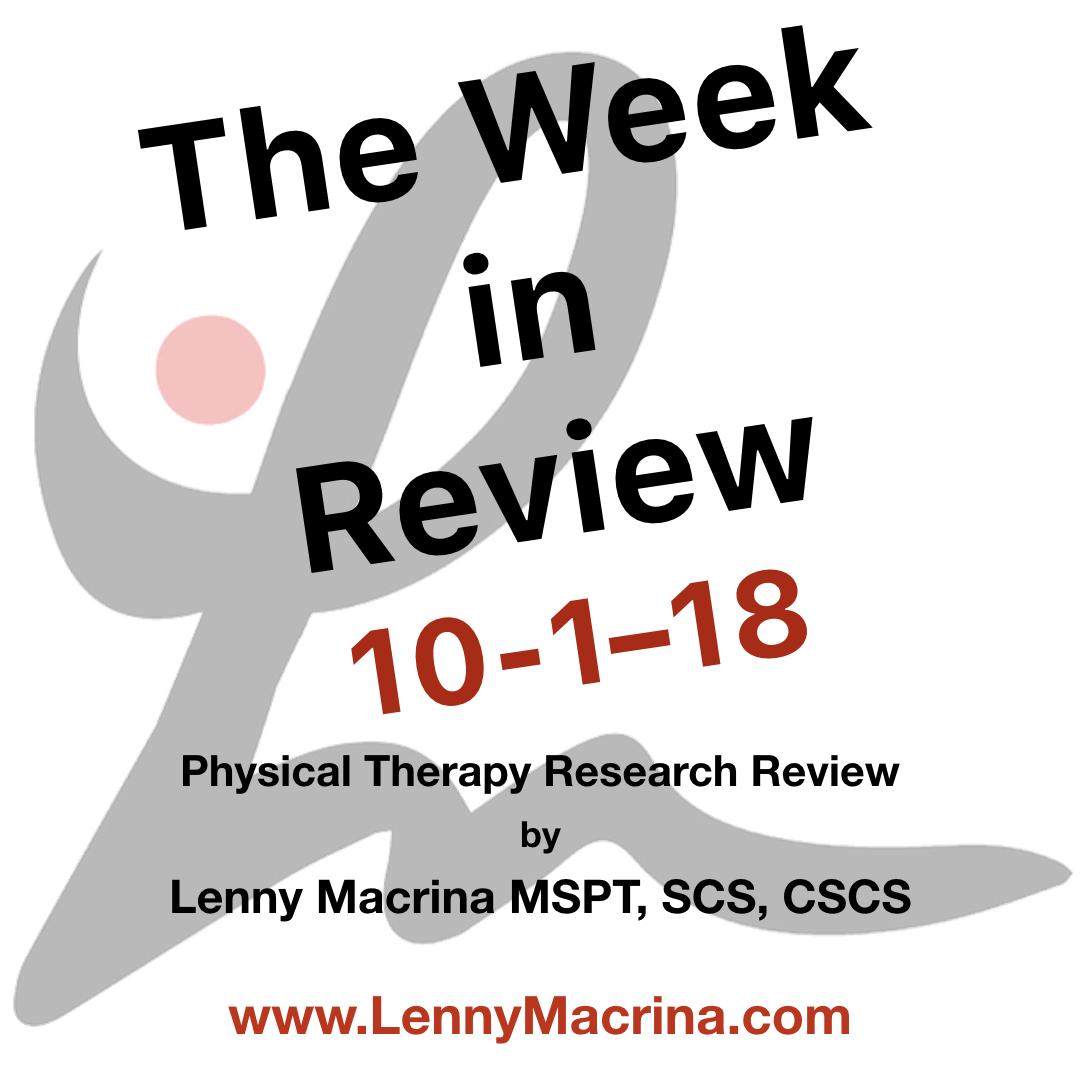 The Week in Research Review, etc 10-1-18