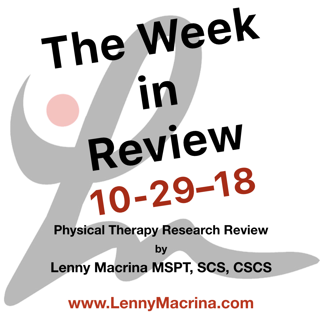 The Week in Research Review, etc 10-29-18